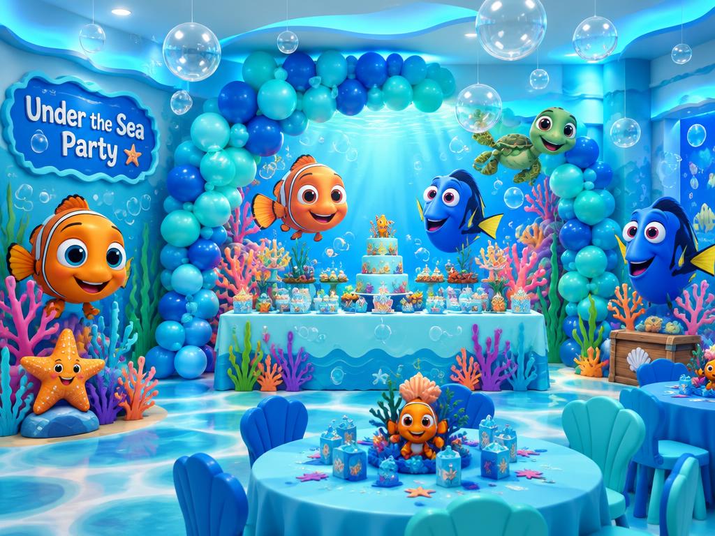 Underwater Room party setup